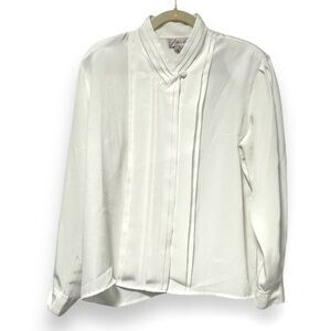 💙 Vintage 80s Fashion Attitudes Cream Long Sleeve Blouse Women’s Size 12